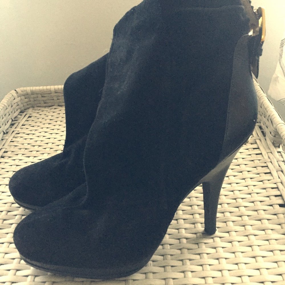 Michael Kors Stiletto Suede Buckle Booties